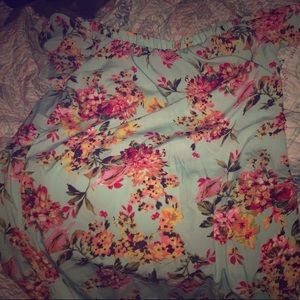 Flower off the shoulder dress.